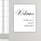 Modern minimalistisch zwart wit Baby shower Poster