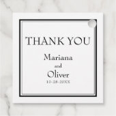 Modern minimalistisch zwart-wit bedankjes labels (Achterkant)