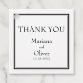 Modern minimalistisch zwart-wit bedankjes labels (Voorkant)