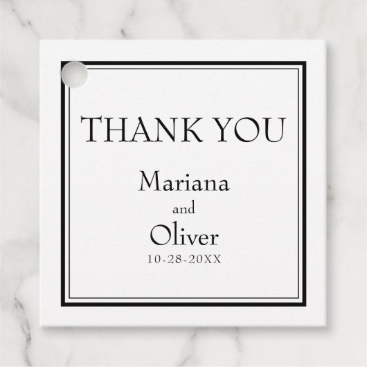 Modern minimalistisch zwart-wit bedankjes labels (Voorkant)