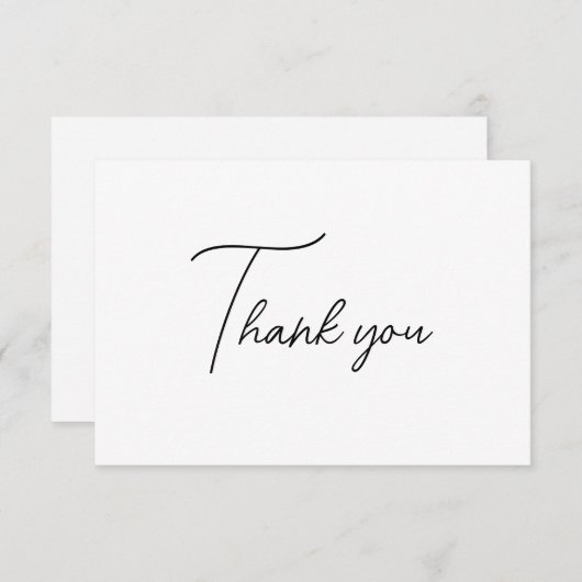 Modern minimalistisch zwart-wit bedankkaart (Voorkant / Achterkant)