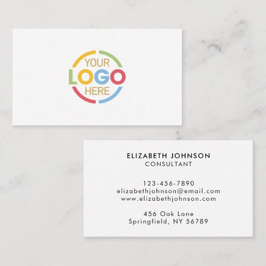 Modern minimalistisch zwart wit bedrijf Logo Busin Visitekaartje (Voorkant / Achterkant)