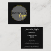 MODERN MINIMALISTISCH ZWART WIT BEDRIJF LOGO CUSTO VIERKANTE VISITEKAARTJE (Voorkant / Achterkant)