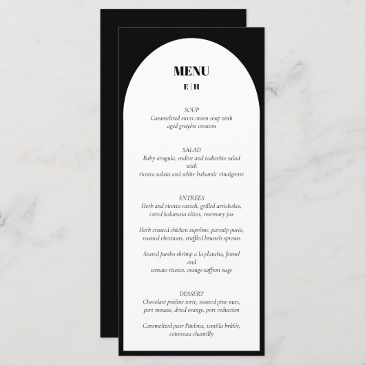 Modern Minimalistisch Zwart Wit Berichten Menu (Voorkant / Achterkant)