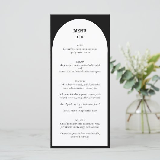 Modern Minimalistisch Zwart Wit Berichten Menu (Staand voorkant)