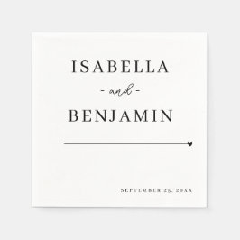 Modern Minimalistisch zwart-wit bruiloft papier Servet