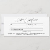 Modern minimalistisch zwart-wit cadeaubon (Voorkant)