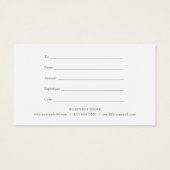 Modern minimalistisch zwart-wit cadeaucertificaat visitekaartje (Achterkant)