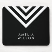 Modern minimalistisch zwart-wit Chevron Geometric Muismat (Voorkant)