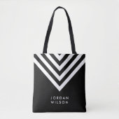 Modern minimalistisch zwart-wit Chevron Geometric Tote Bag (Voorkant)