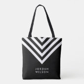 Modern minimalistisch zwart-wit Chevron Geometric Tote Bag (Achterkant)