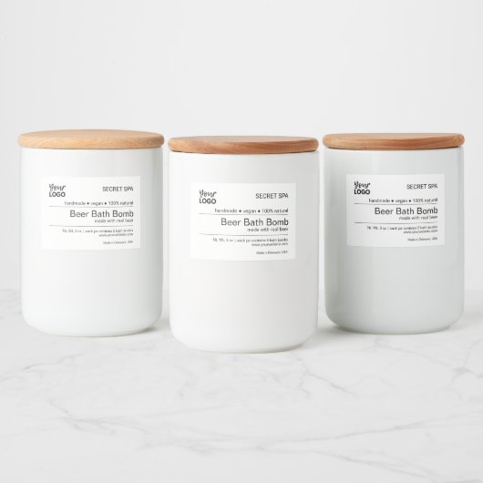 Modern Minimalistisch Zwart-wit Cosmetica Label Voedselcontainer Etiket (Flessen)