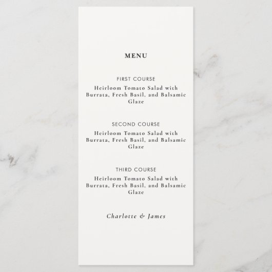 Modern Minimalistisch Zwart-Wit Diner Menu (Voorkant)