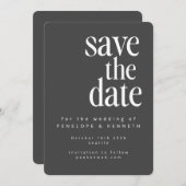 Modern minimalistisch zwart wit, eenvoudig gebold save the date (Voorkant / Achterkant)