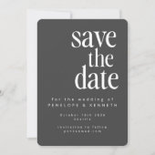 Modern minimalistisch zwart wit, eenvoudig gebold save the date (Voorkant)