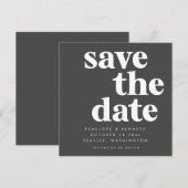 Modern minimalistisch zwart-wit, eenvoudig gebold save the date (Voorkant / Achterkant)