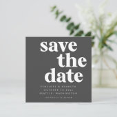 Modern minimalistisch zwart-wit, eenvoudig gebold save the date (Staand voorkant)