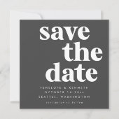 Modern minimalistisch zwart-wit, eenvoudig gebold save the date (Voorkant)