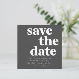 Modern minimalistisch zwart-wit, eenvoudig gebold save the date