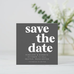 Modern minimalistisch zwart-wit, eenvoudig gebold save the date