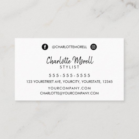 Modern minimalistisch zwart wit, eenvoudig met log afsprakenkaartje (Achterkant)