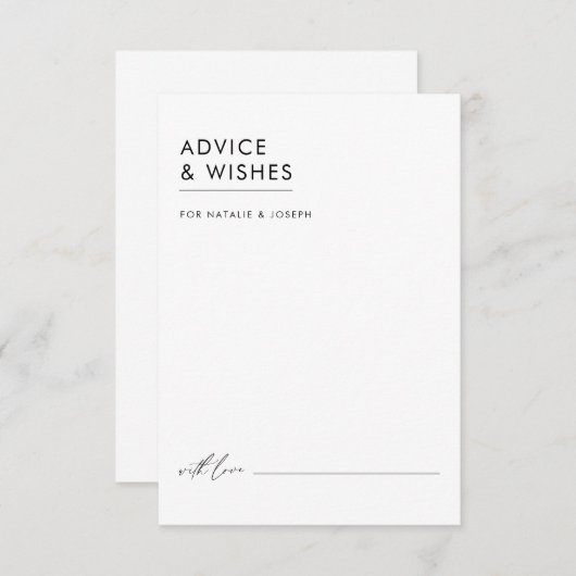 Modern minimalistisch zwart-wit elegant huwelijk advieskaart (Voorkant / Achterkant)