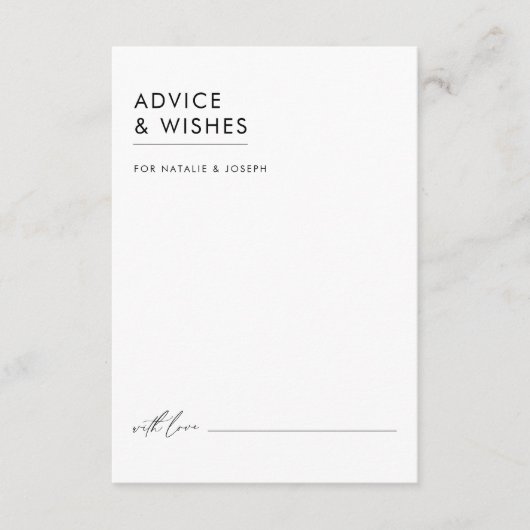 Modern minimalistisch zwart-wit elegant huwelijk advieskaart (Voorkant)