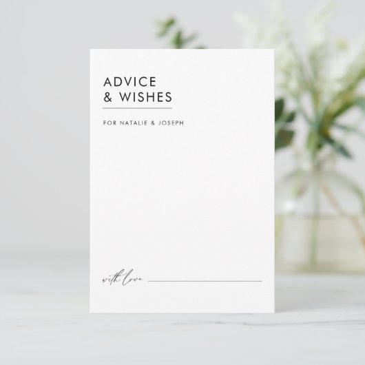 Modern minimalistisch zwart-wit elegant huwelijk advieskaart (Staand voorkant)