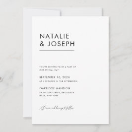 Modern minimalistisch zwart-wit elegant huwelijk kaart