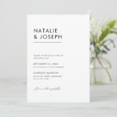 Modern minimalistisch zwart-wit elegant huwelijk kaart (Staand voorkant)