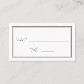 Modern minimalistisch zwart-wit elegant huwelijk plaatskaartje (Voorkant)