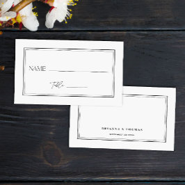 Modern minimalistisch zwart-wit elegant huwelijk plaatskaartje