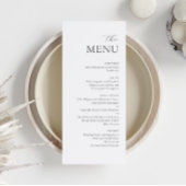 Modern minimalistisch zwart wit elegant huwelijksm menu