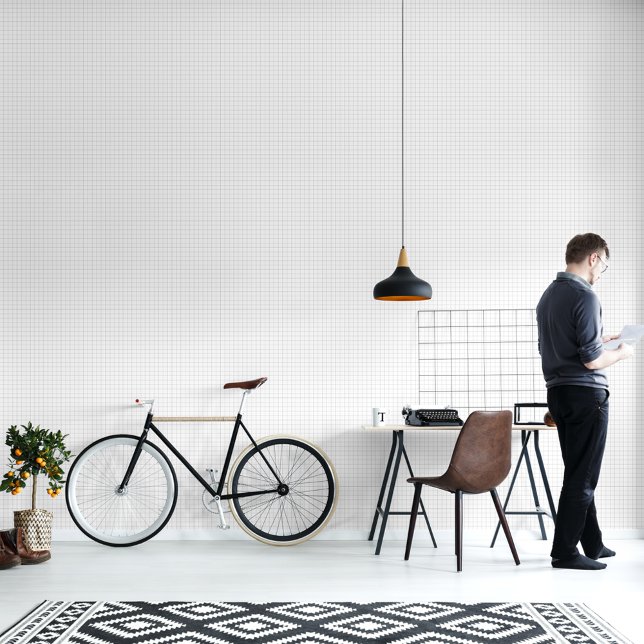 Modern minimalistisch zwart-wit geruit ontwerp behang (Modern Minimalist Black and White Checkered Design Wallpaper)