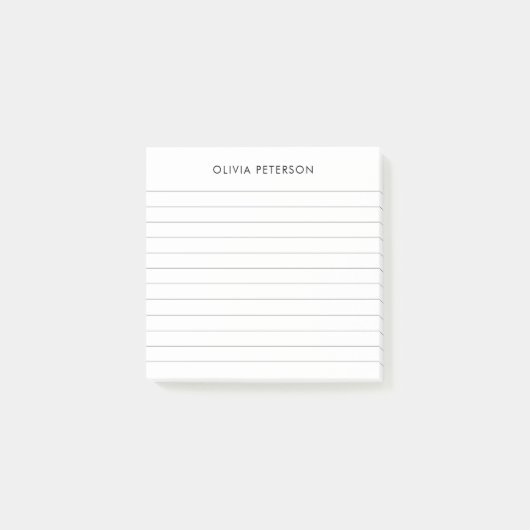 Modern minimalistisch zwart-wit gevoerd post-it® notes (Voorkant)