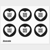Modern Minimalistisch zwart-wit handgemaakt hart Ronde Sticker (Vel)