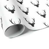 Modern minimalistisch zwart-wit hertenhoofdgewei cadeaupapier (Rol Hoek)