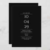 Modern Minimalistisch Zwart-Wit Huwelijk  Save The Date (Voorkant / Achterkant)