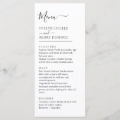 Modern minimalistisch zwart-wit huwelijksdiner menu (Voorkant)