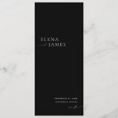 Modern Minimalistisch Zwart & Wit Huwelijksprogram Programmakaart (Voorkant)