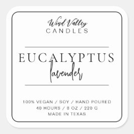 Modern minimalistisch zwart-wit kaarsenlabel vierkante sticker