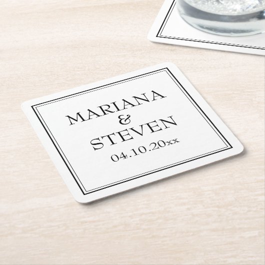 Modern minimalistisch zwart-wit kartonnen onderzetters (Schuin)