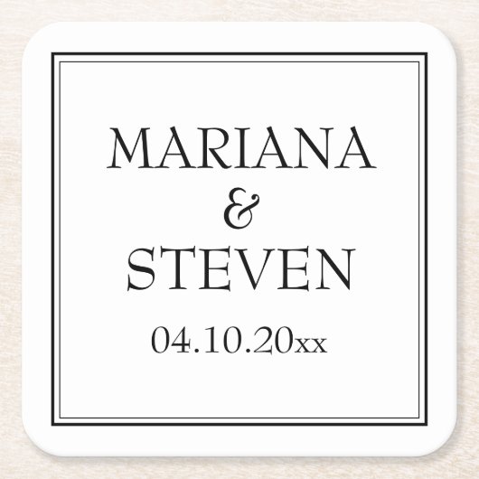 Modern minimalistisch zwart-wit kartonnen onderzetters (Voorkant)