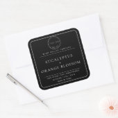 Modern minimalistisch zwart wit logo kaarsenlabel vierkante sticker (Envelop)