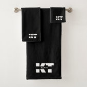 Modern minimalistisch zwart-wit Masculine monogram Bad Handdoek (Insitu)