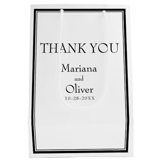 Modern minimalistisch zwart-wit medium cadeauzakje (Achterkant)