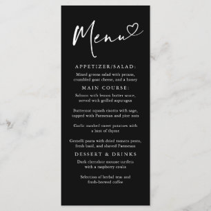 Modern minimalistisch zwart-wit menu