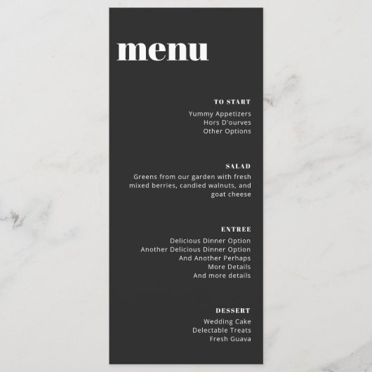 Modern minimalistisch zwart-wit menu Sjabloon (Voorkant)