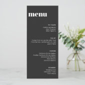 Modern minimalistisch zwart-wit menu Sjabloon (Staand voorkant)