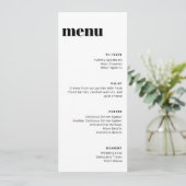 Modern minimalistisch zwart-wit menu Sjabloon (Staand voorkant)